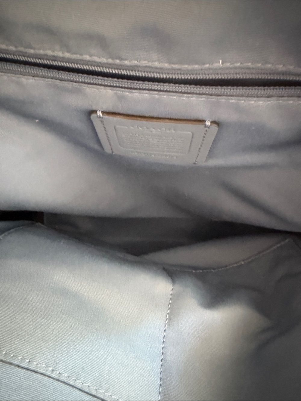 Coach Brown Signature Canvas Backpack with Blue Trim - Picture 3 of 5